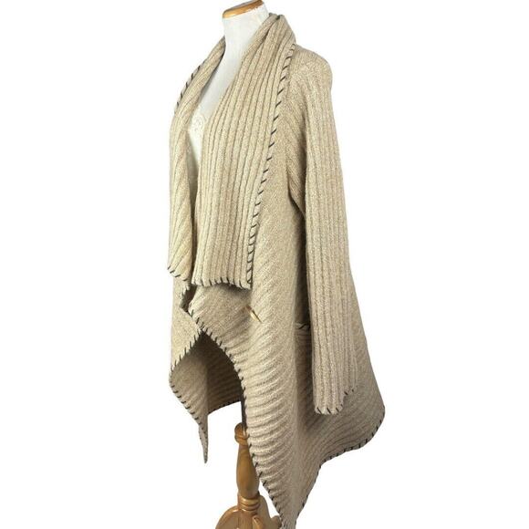 St John Sport Wool Blend Long Waterfall Sweater Cardigan Large - Picture 2 of 9